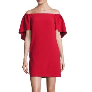 Trina Turk Red Zeal Off The Shoulder Dress Size 8